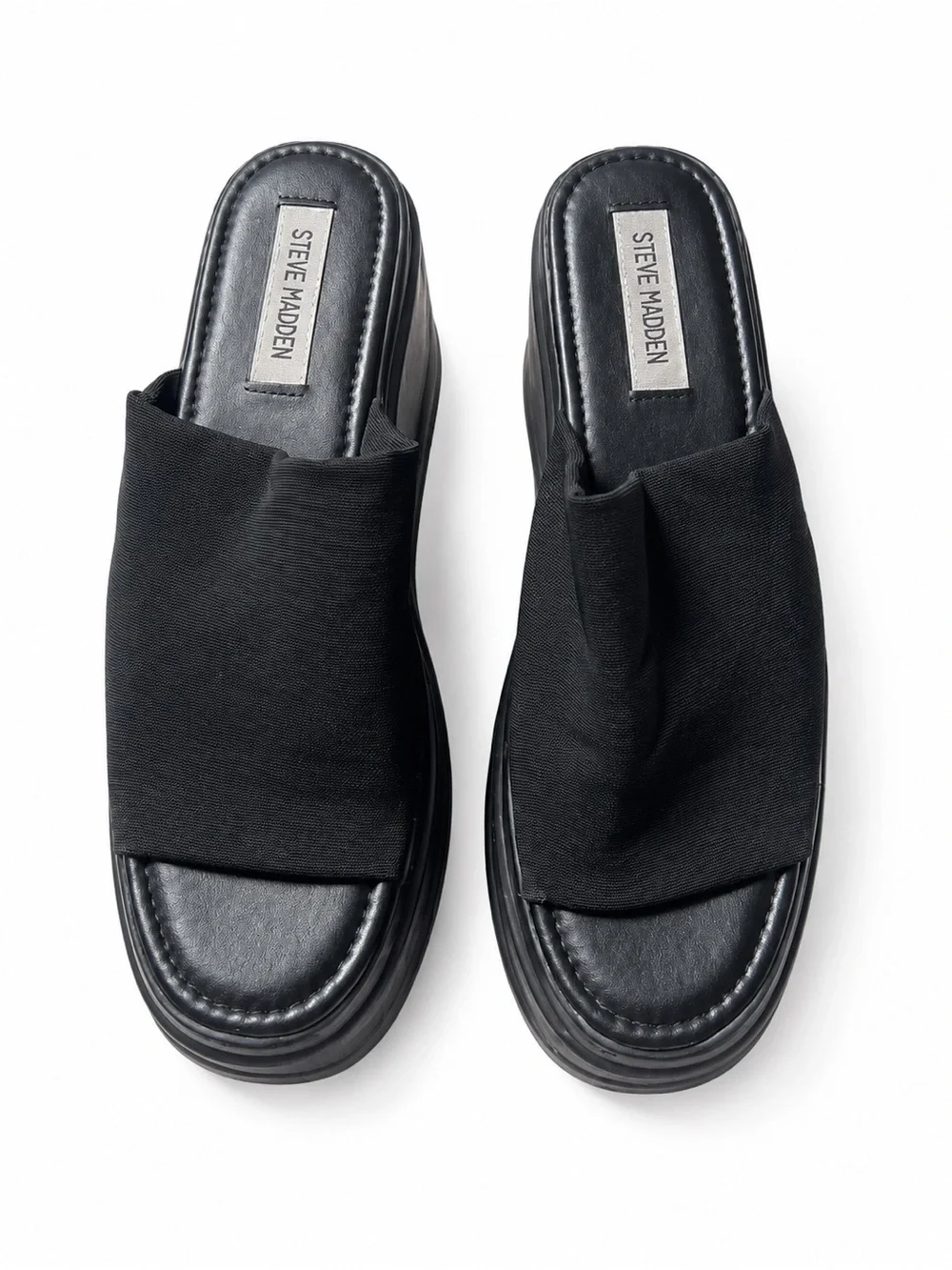 Steve Madden Slinky30 Black Slide Platform Sandals Size 8
